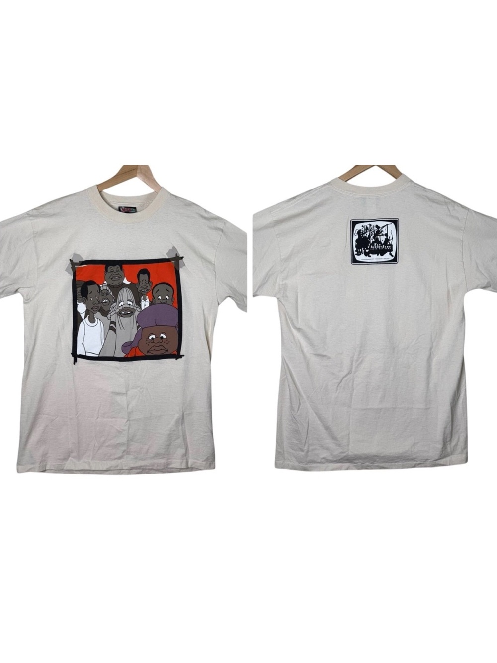 VTG Fat Albert Jams Scene Not Herd NYC Short Sleeve Shirt T-Shirt Cream Adult XL